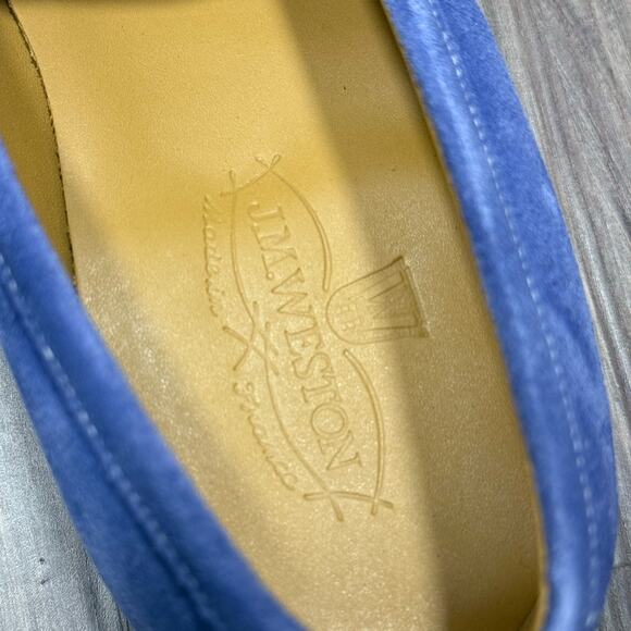 NIB J.M. Weston 180 Blue & White Penny Loafers Size 9US / 8UK main image 4